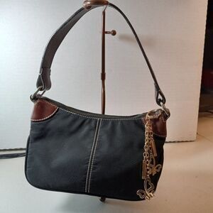 Dooney & Bourke  Black Canvas Small Wayfarer Bag Cottagecore Gold tone Dangles